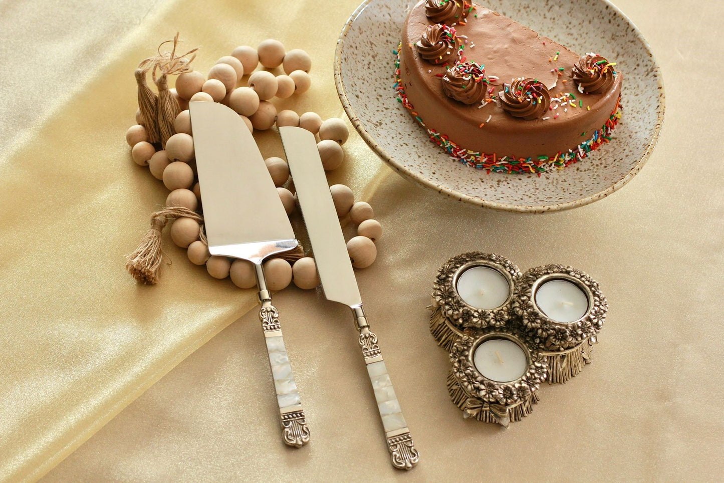 Mother of Pearl Cake Server