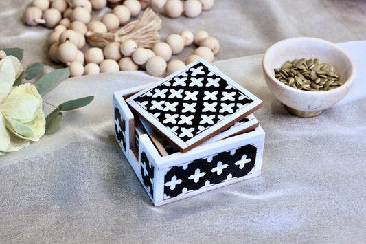 Resin Coasters – Set of 5 Coasters with Holder