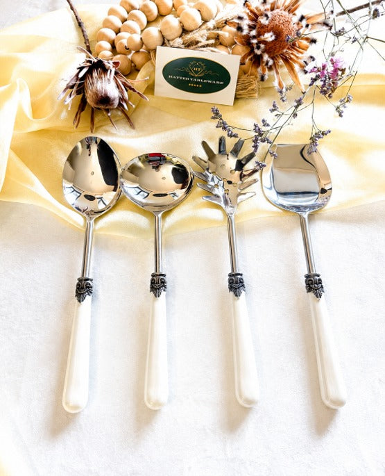 Serving Spoon Set – Set of 4 | White & Black