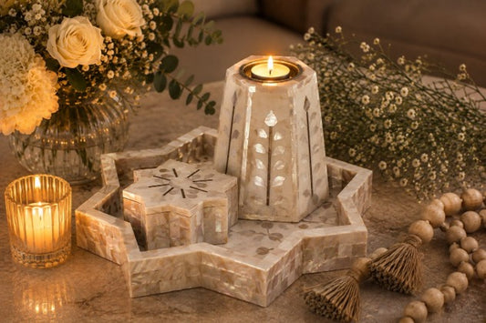 Star Shaped Tray with Candle Holder and Serving Box
