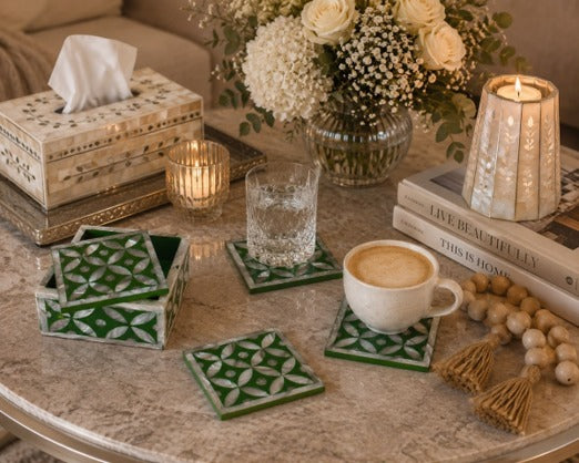 Resin Coasters – Set of 5 Coasters with Holder