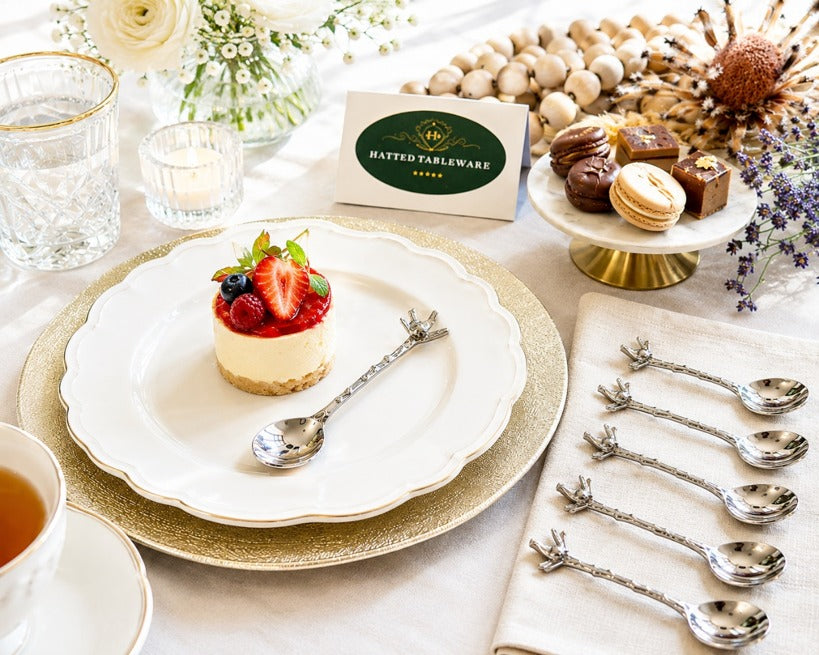 Golden & Silver Bird Dessert Spoons – Set of 6