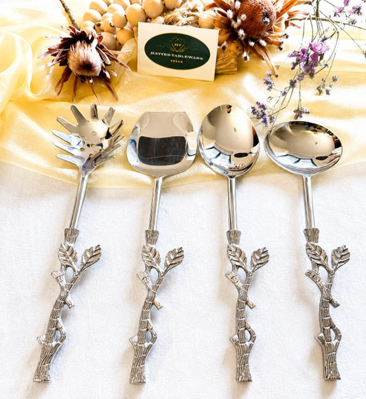 Silver Serving Spoon Set – Set of 4